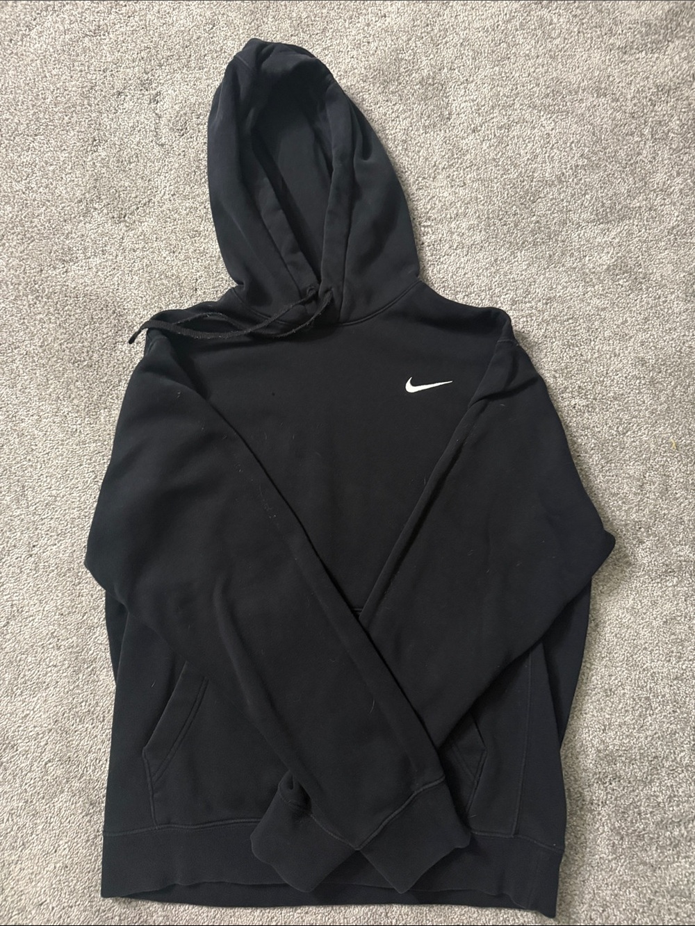 Nike Black V-Neck Hoodie with White Swoosh
